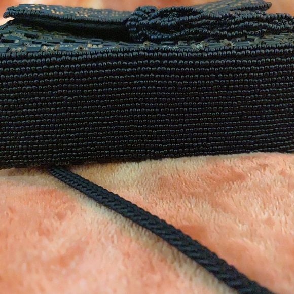 Magid Beaded Black and Gold Evening Bag with Beaded Tassel - Picture 11 of 15